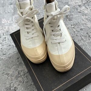 Everlane White and Tan Ankle Boots